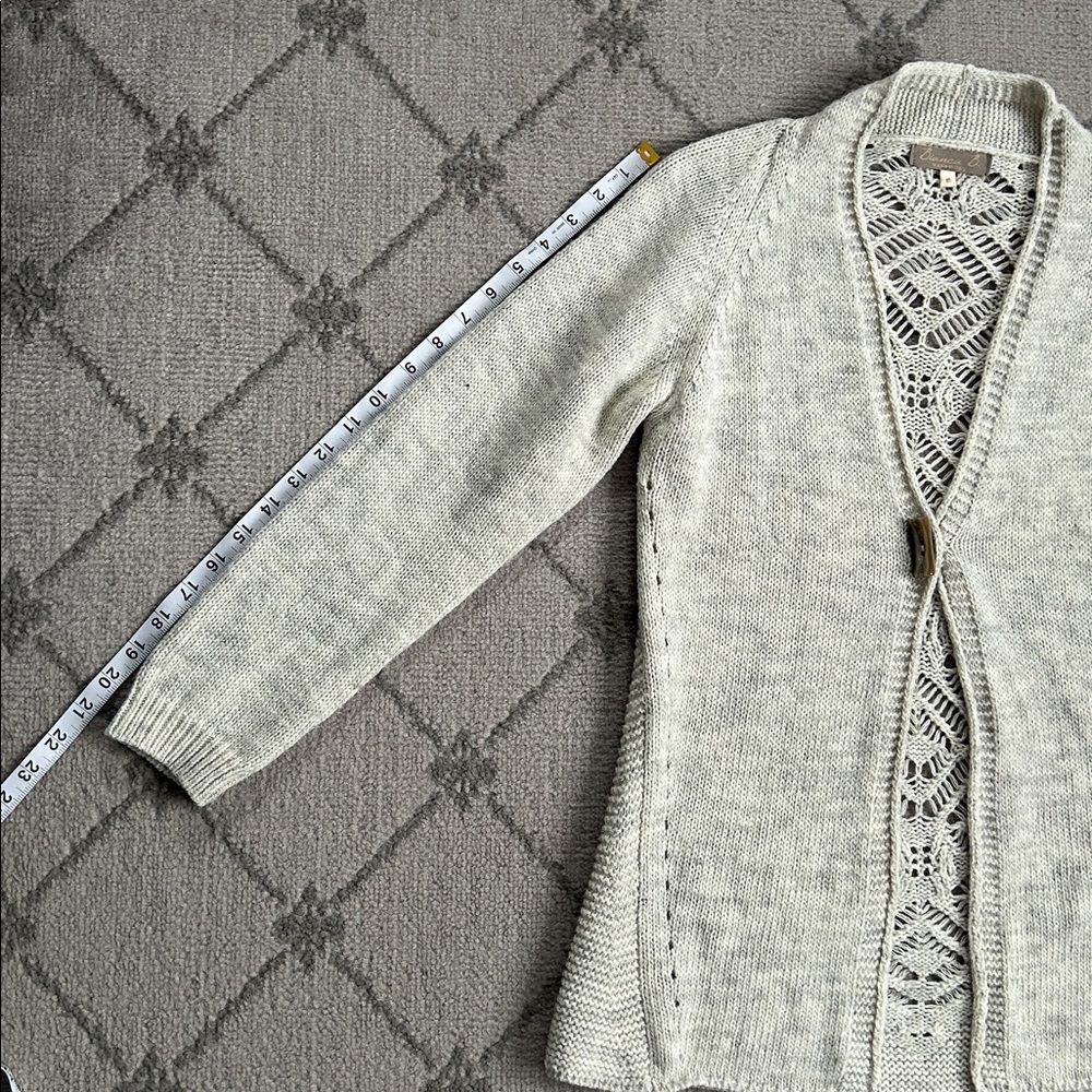 Bianca B Tan Italian  Knit Cardigan with Lace Back Detail - Picture 7 of 9